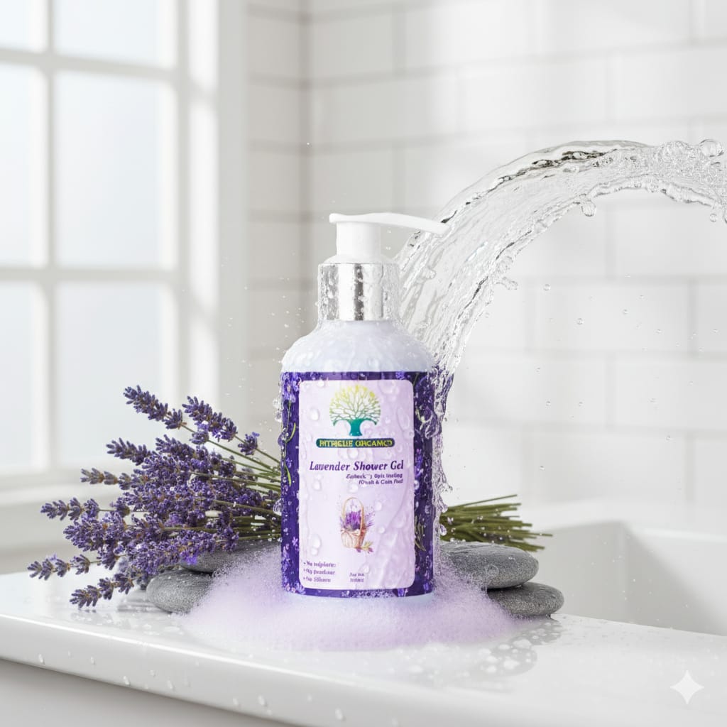 Intrigue Organics Lavender Shower Gel – Relaxing & Skin Healing Cleanser (200ml)