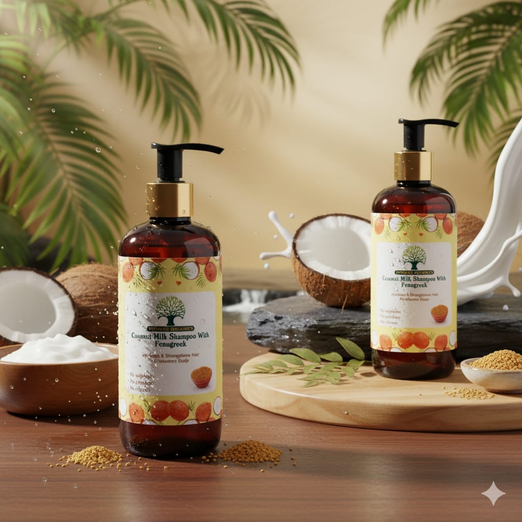 Intrigue Organics Coconut Milk Shampoo with Fenugreek β Cleanse & Strengthen (300ml) - Image 2